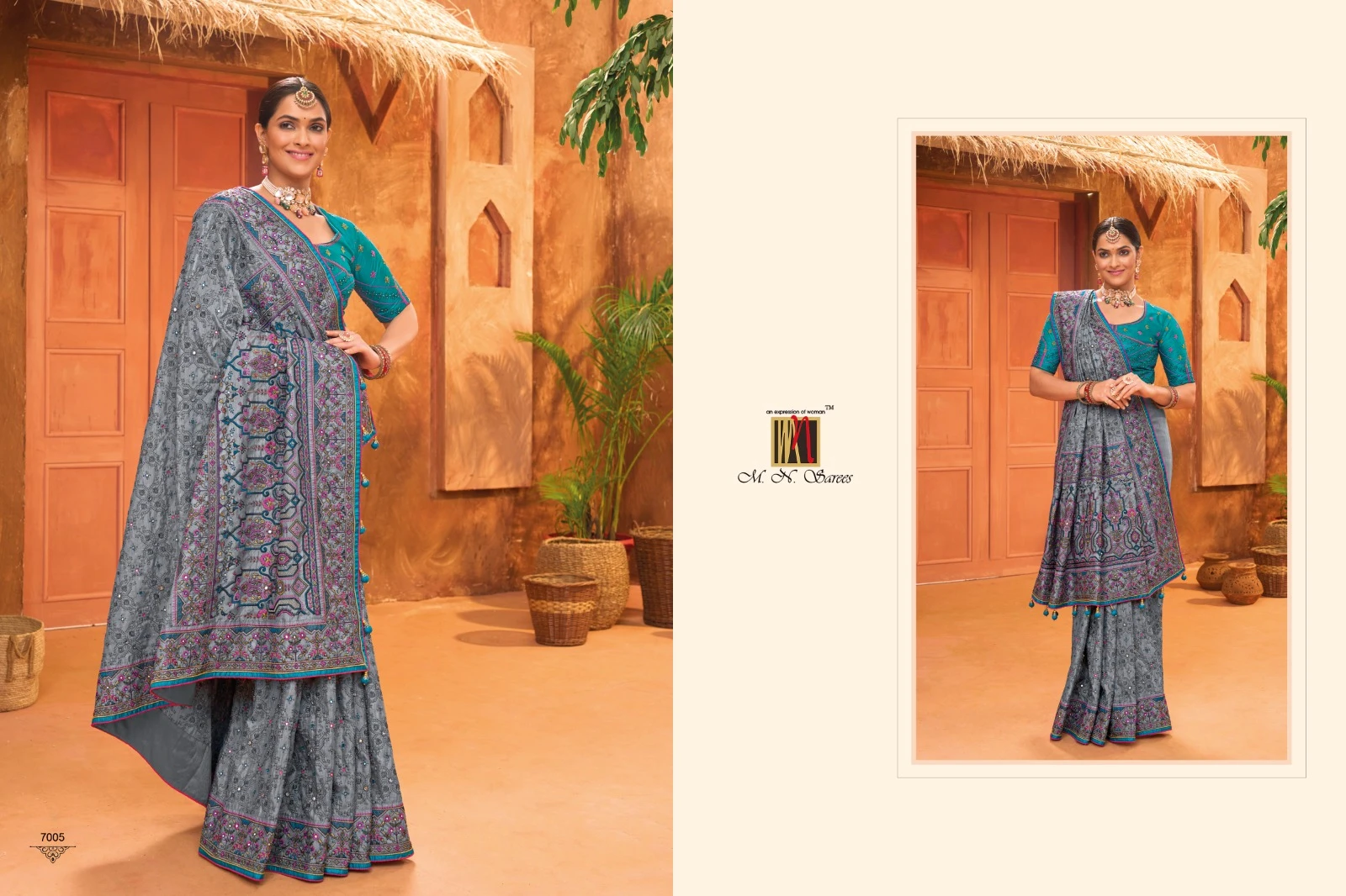 M.N 7000 Series Banarasi Silk Wholesale Designer Sarees Catalog — Wholesale Sarees, MPA wholesale from Surat — view 8